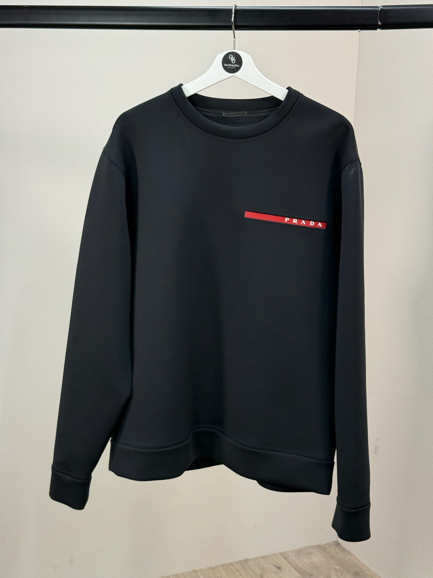 Prada Black Red Logo Technical Jumper - XXXL