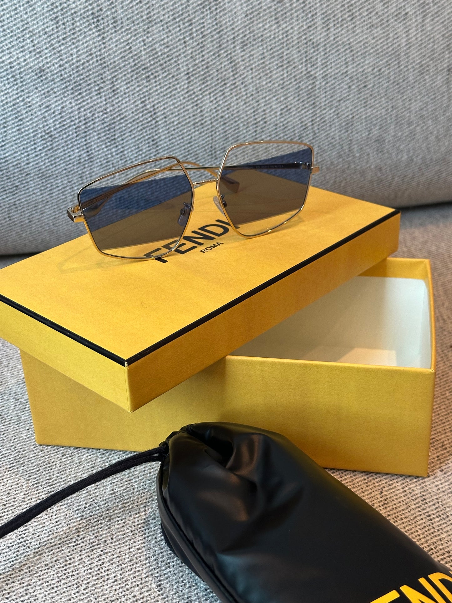 Fendi Blue Two Tone Pentagon Frame Sunglasses