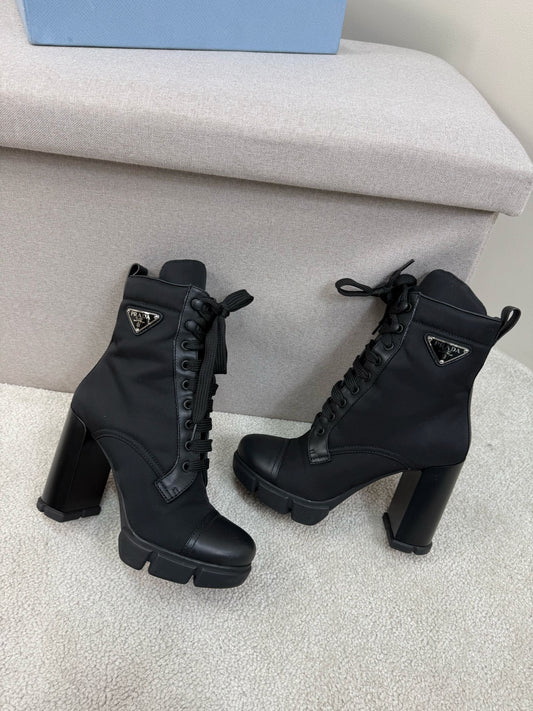 Prada Black Re-Nylon Ankle Boot  - UK 4