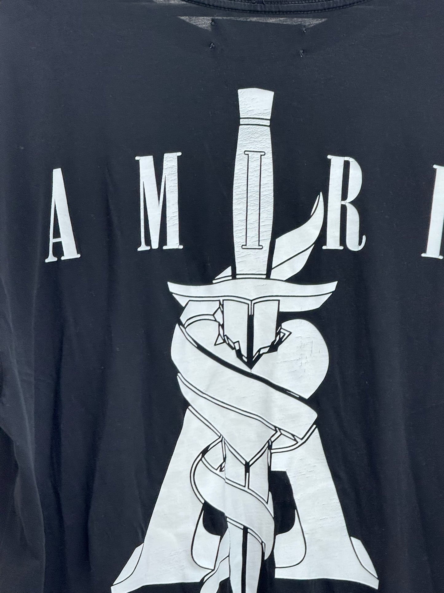 Amiri Black Heart Dagger Logo T-Shirt - medium