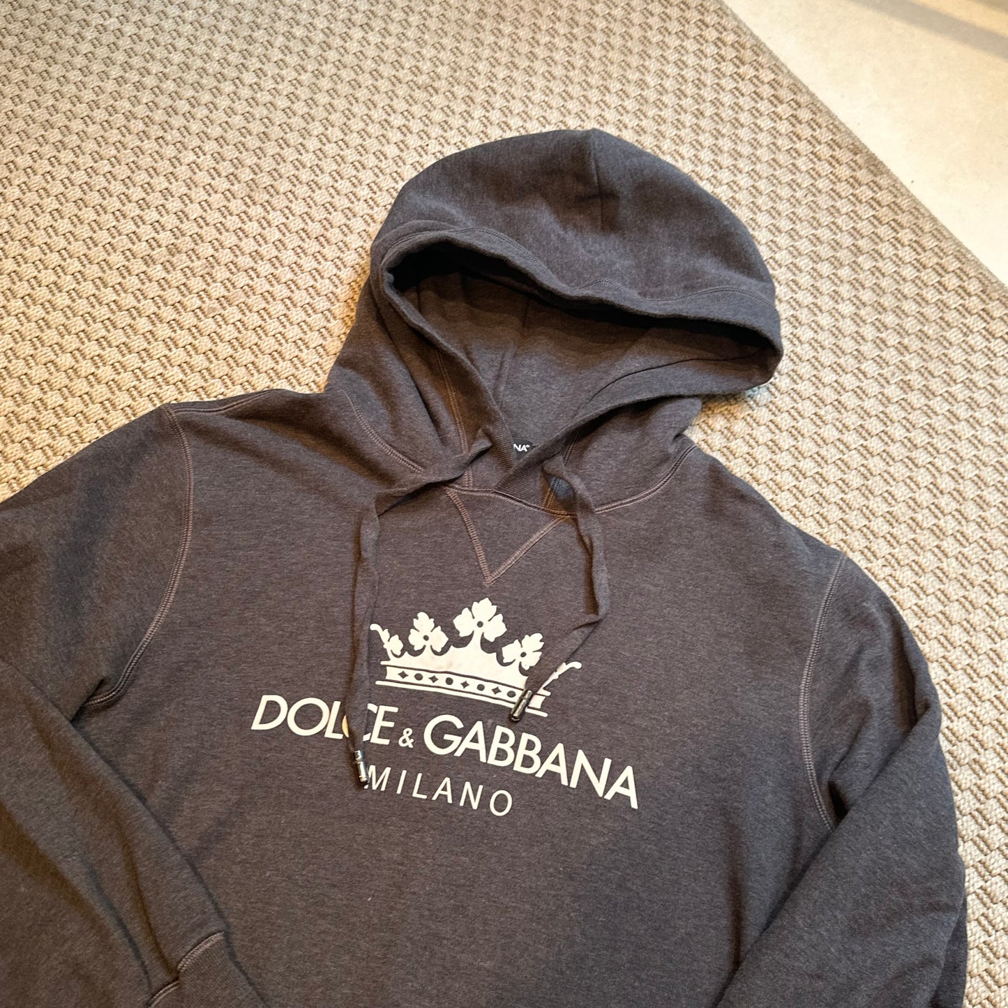 Dolce & Gabbana Grey & White Logo Hoodie - Small