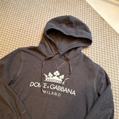 Dolce & Gabbana Grey & White Logo Hoodie - Small