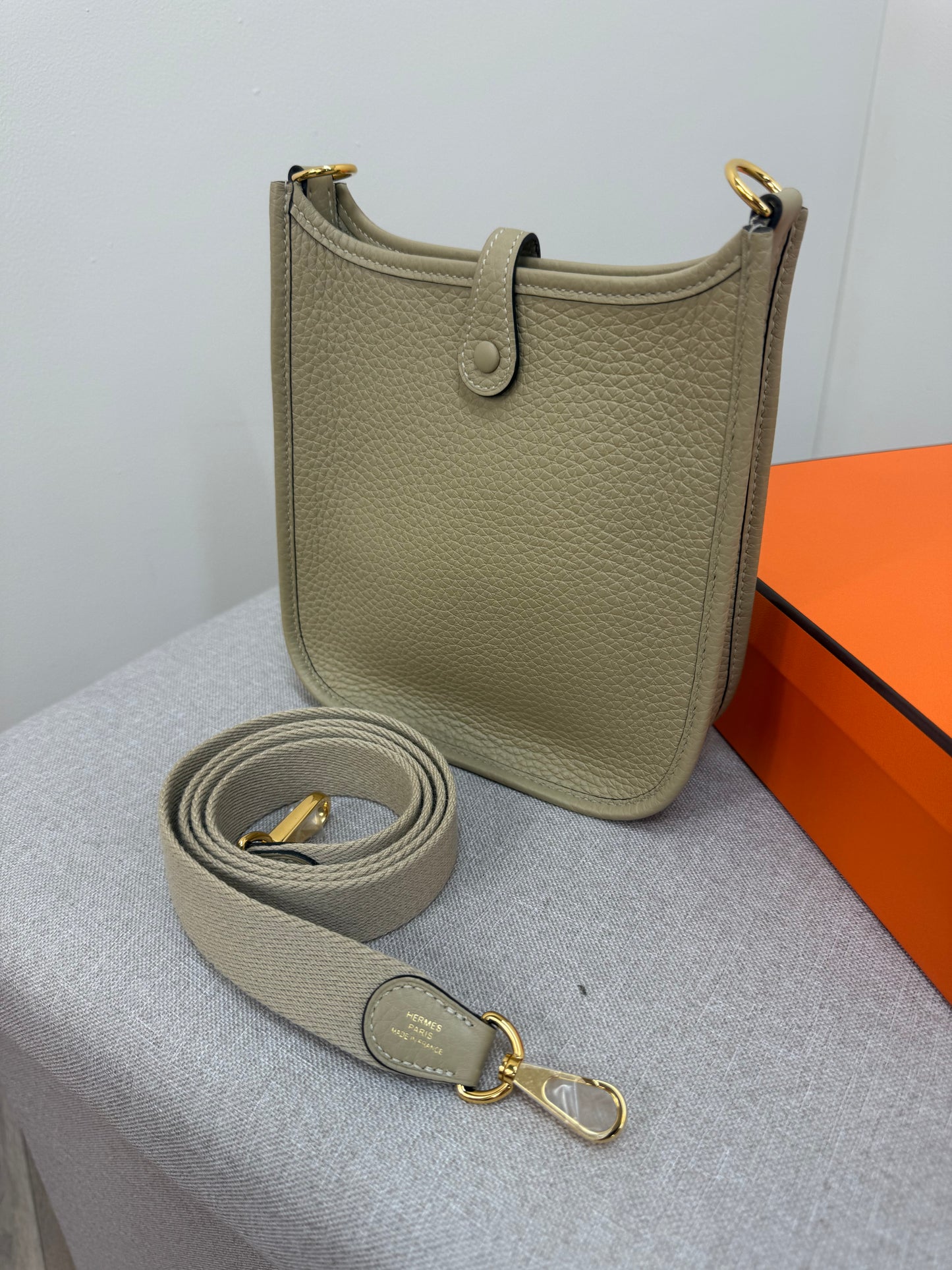 Hermès Mini Evelyne 16 Trench Gold Hardware, Brand New