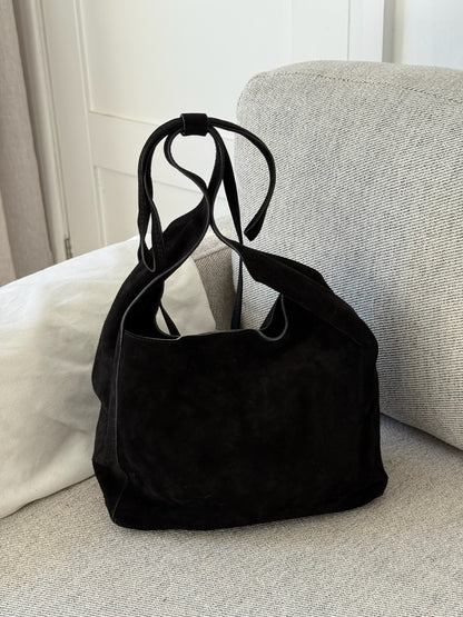 Reformation Small Vittoria Tote in Black Suede