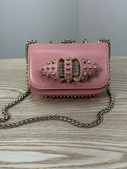 Chrisitan Louboutin Pink Leather Spiked Sweet Charity Bag - One Size