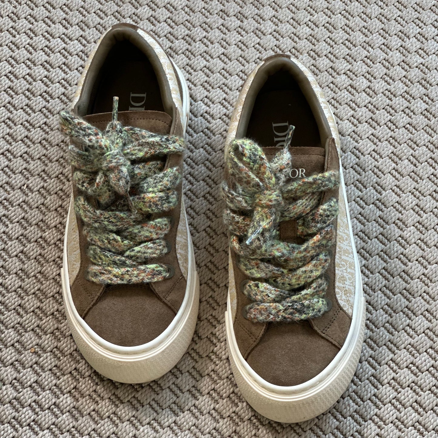 Dior B33 Khaki Oblique Suede Trainers – UK 8