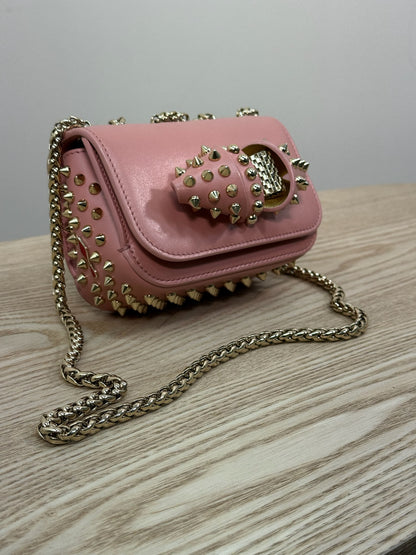Chrisitan Louboutin Pink Leather Spiked Sweet Charity Bag - One Size
