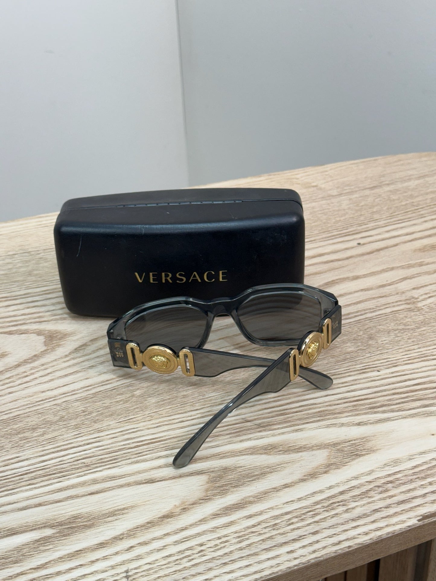 Versace Grey & Gold Hardware Sunglasses