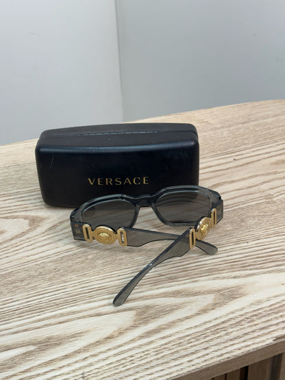 Versace Grey & Gold Hardware Sunglasses