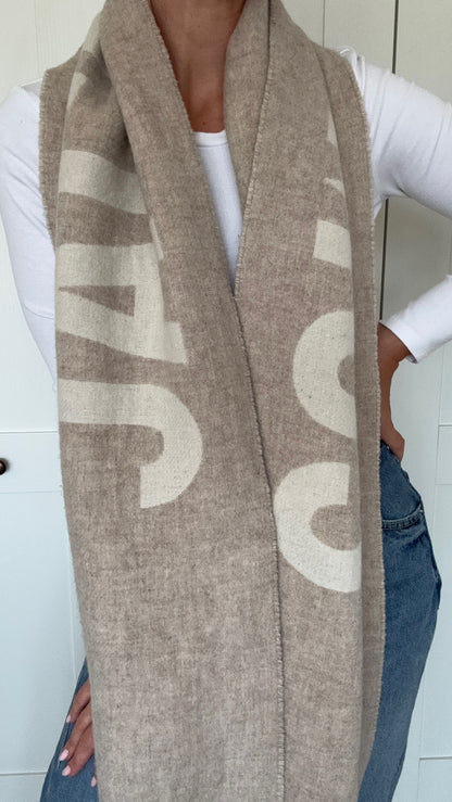 Jacquemus Beige Virgin Wool Logo Scarf – One Size