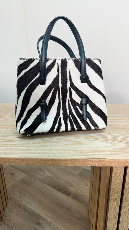 Alaïa Black & White Le Mina 16 Micro Calf Hair Bag – 13.5 x 16.5 x 8 cm