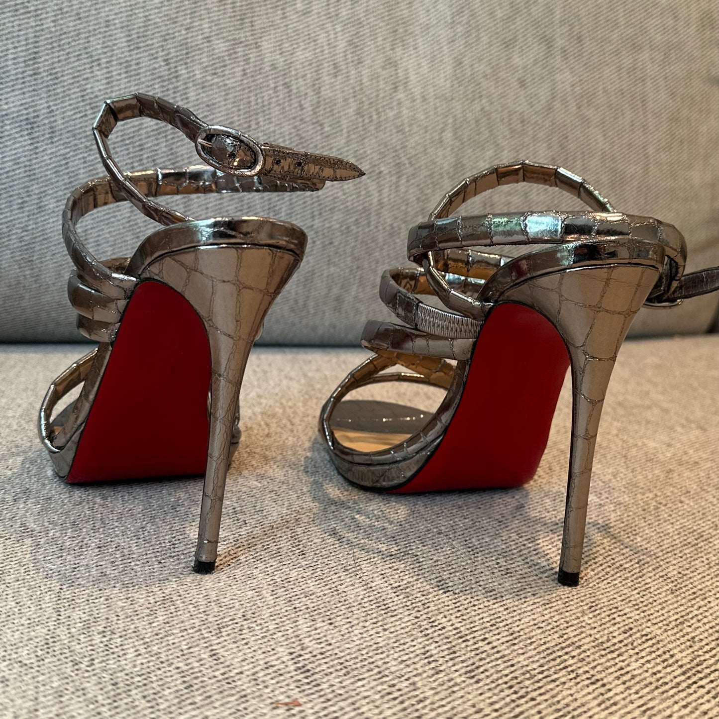 Christian Louboutin Silver Clessimo Alta 120 Heel - UK 5