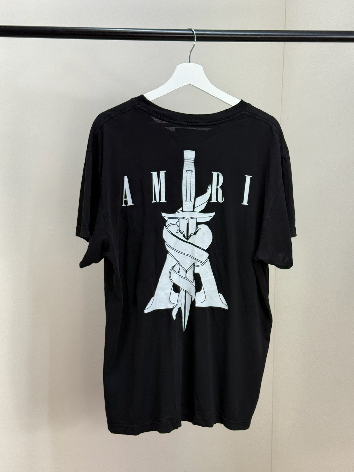 Amiri Black Heart Dagger Logo T-Shirt - medium