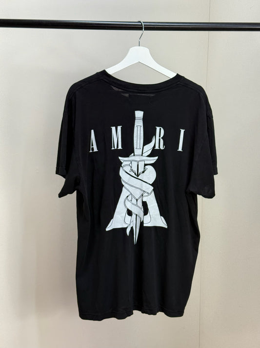 Amiri Black Heart Dagger Logo T-Shirt - medium