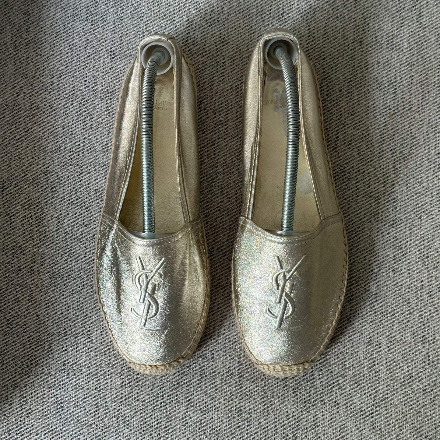 YSL Gold Metallic Espadrille Pumps – UK 6