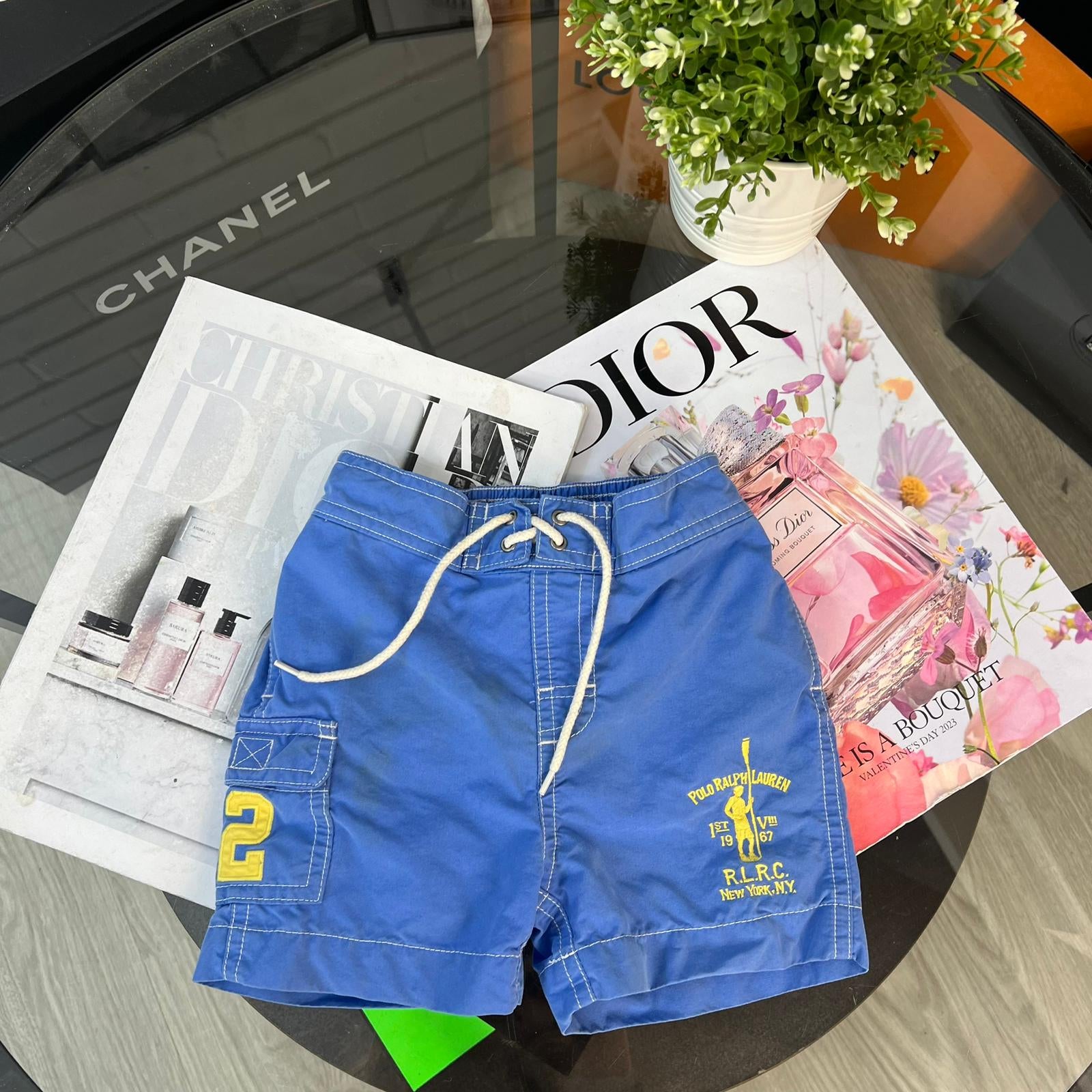 Kids Ralph Lauren Blue Yellow logo Swimshorts Age 9M