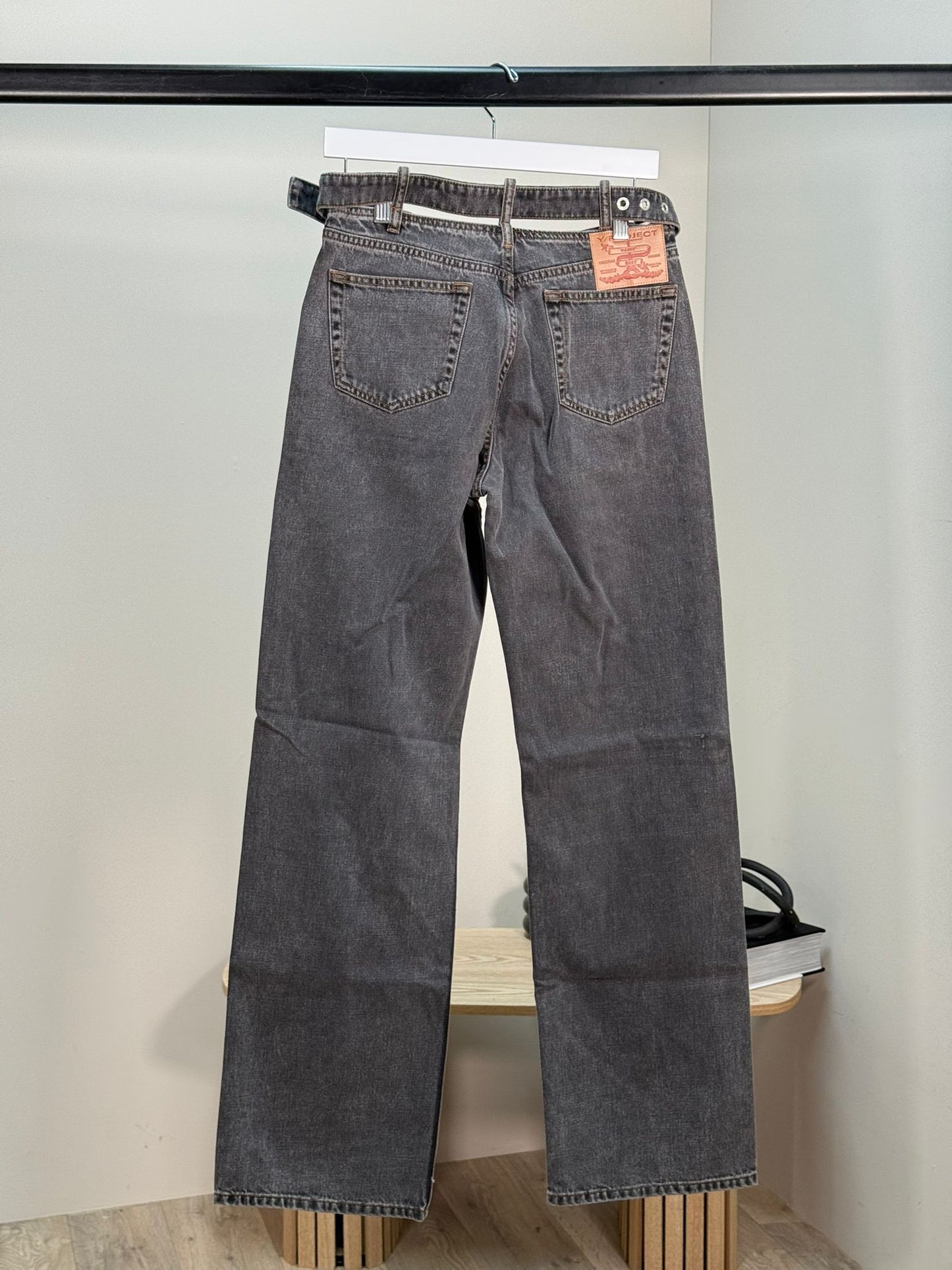 Y/Project Black Denim Buckle Straight Leg Jeans - Unisex denim 27