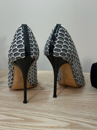 Casadei White And Grey Net Heels - UK 4