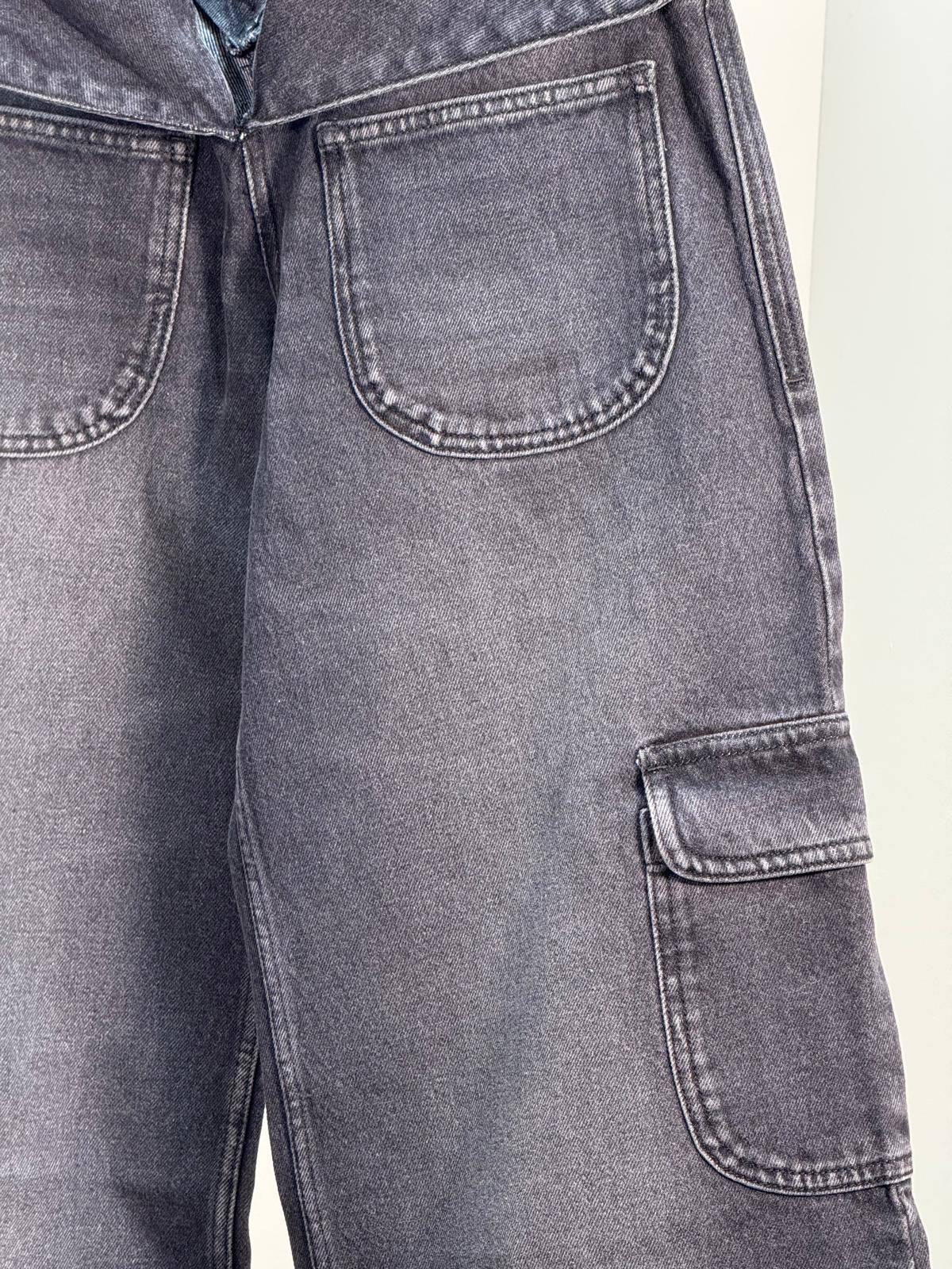 Courrégès Black Combat Denim Wide Leg Jeans - 36