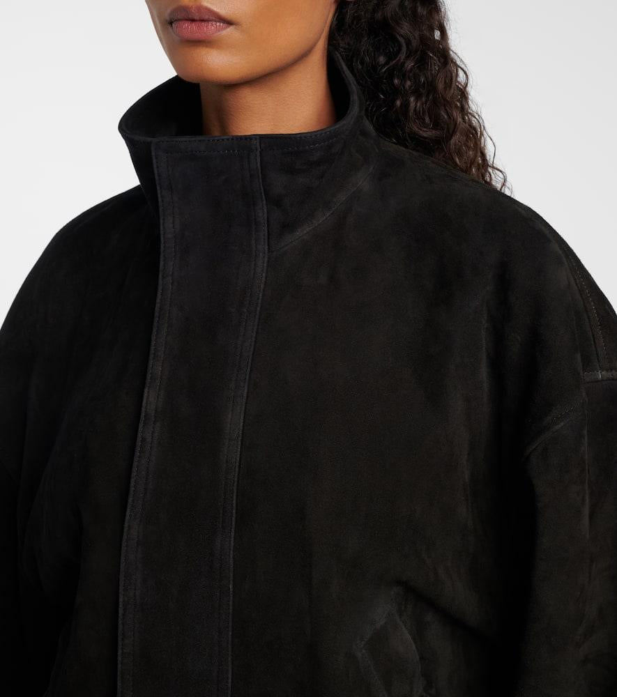 Balenciaga Black Suede Bomber Jacket - Small