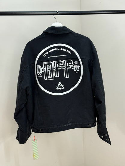 Off-White Black Denim University Key OFF- Logo Jacket - MEDIUM