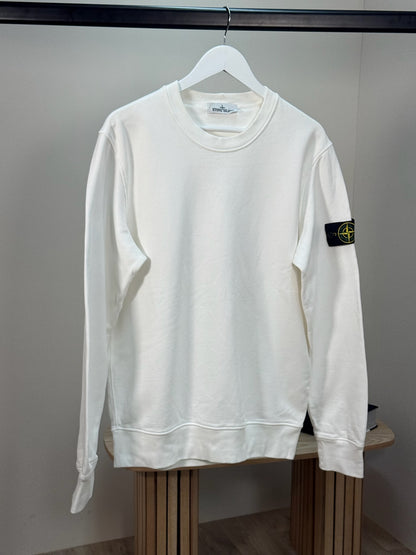 Stone Island White Compass-Patch Logo Jumper-Large