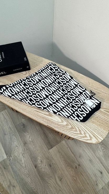 Moschino Black And White Multi Logo Scarf