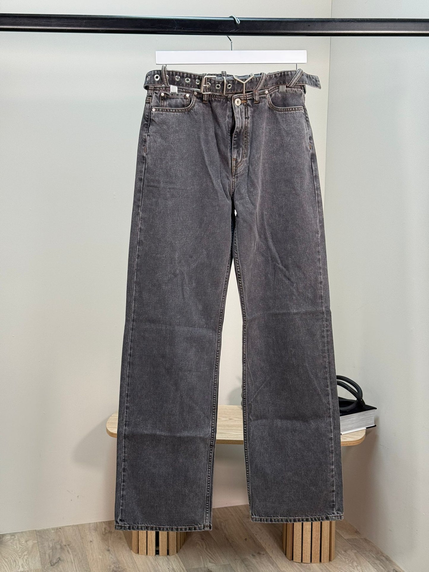 Y/Project Black Denim Buckle Straight Leg Jeans - Unisex denim 27