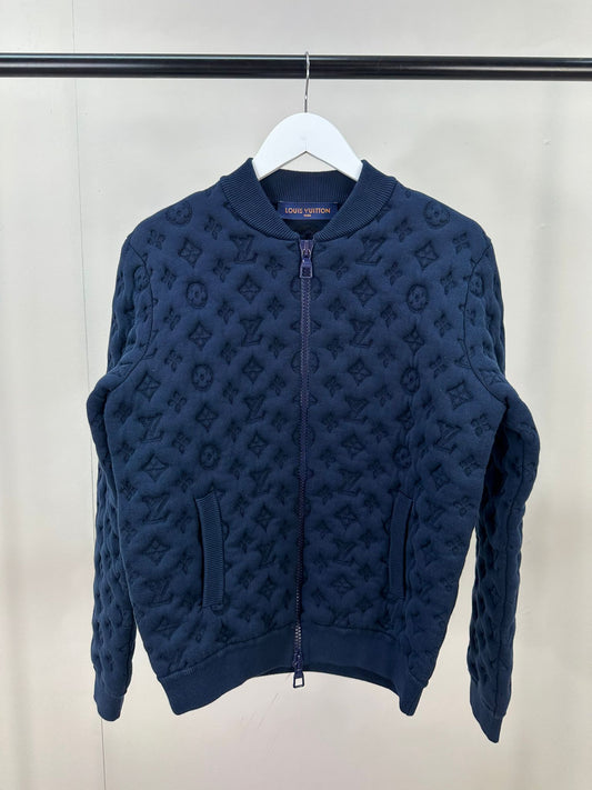 Louis Vuitton Navy Embossed Monogram Pilot Jacket -  Small