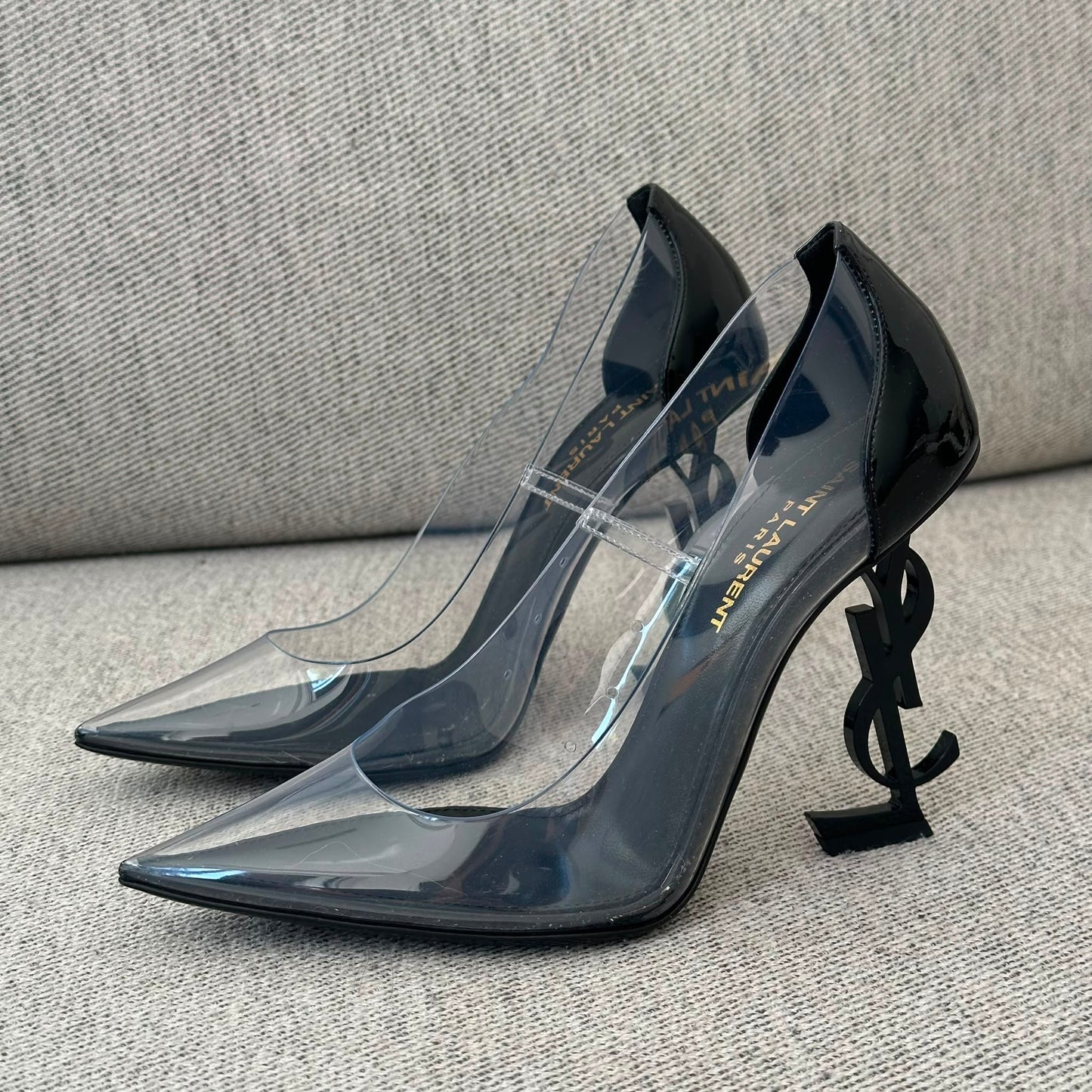 Saint Laurent Opyum Transparent PVC Logo Heels – EU 36 / UK 3