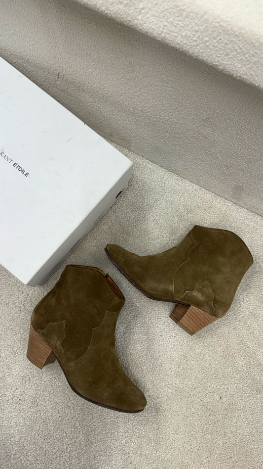 Isabel Marant Velvet Boots Brown Cowboy Boots - UK 2
