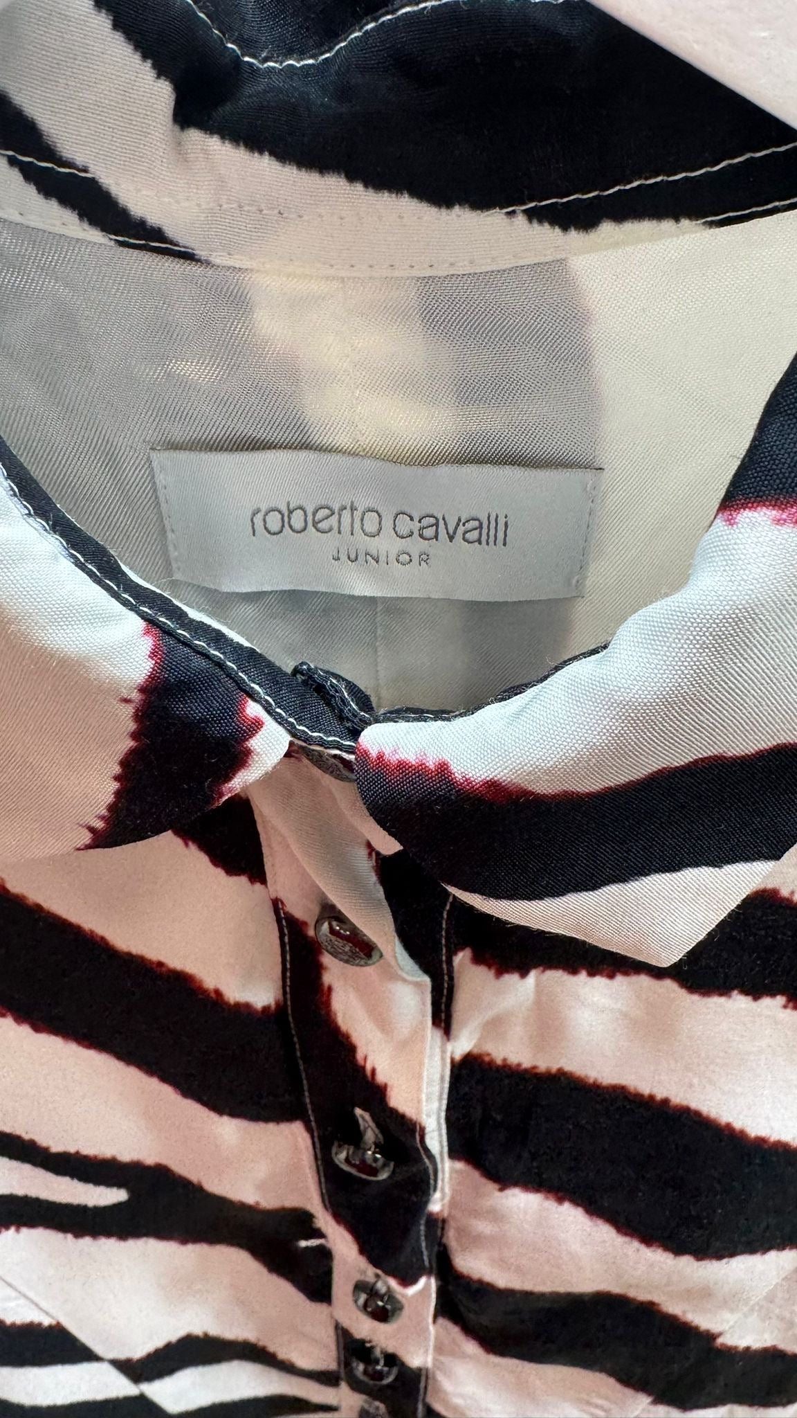 Roberto Cavalli Black And White Stripe Dress – M