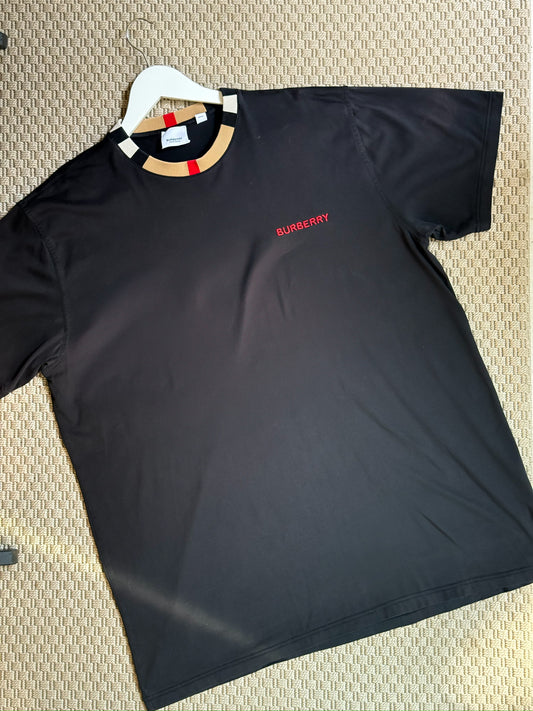 Burberry Black Logo Neck T-Shirt-Medium