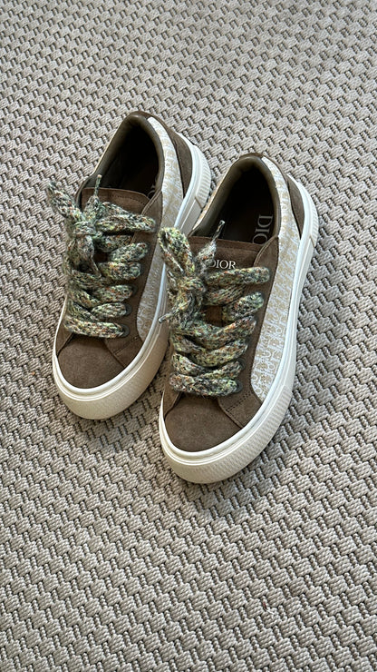 Dior B33 Khaki Oblique Suede Trainers – UK 8