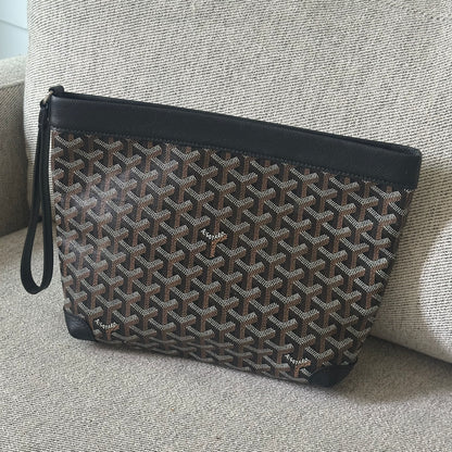 Goyard Black & brown Conti Coated Canvas clutch bag