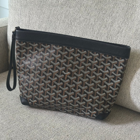 Goyard Black & brown Conti Coated Canvas clutch bag