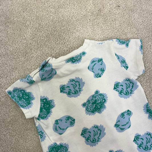 Kids Kenzo beige and blue tiger print t - shirt - 6M
