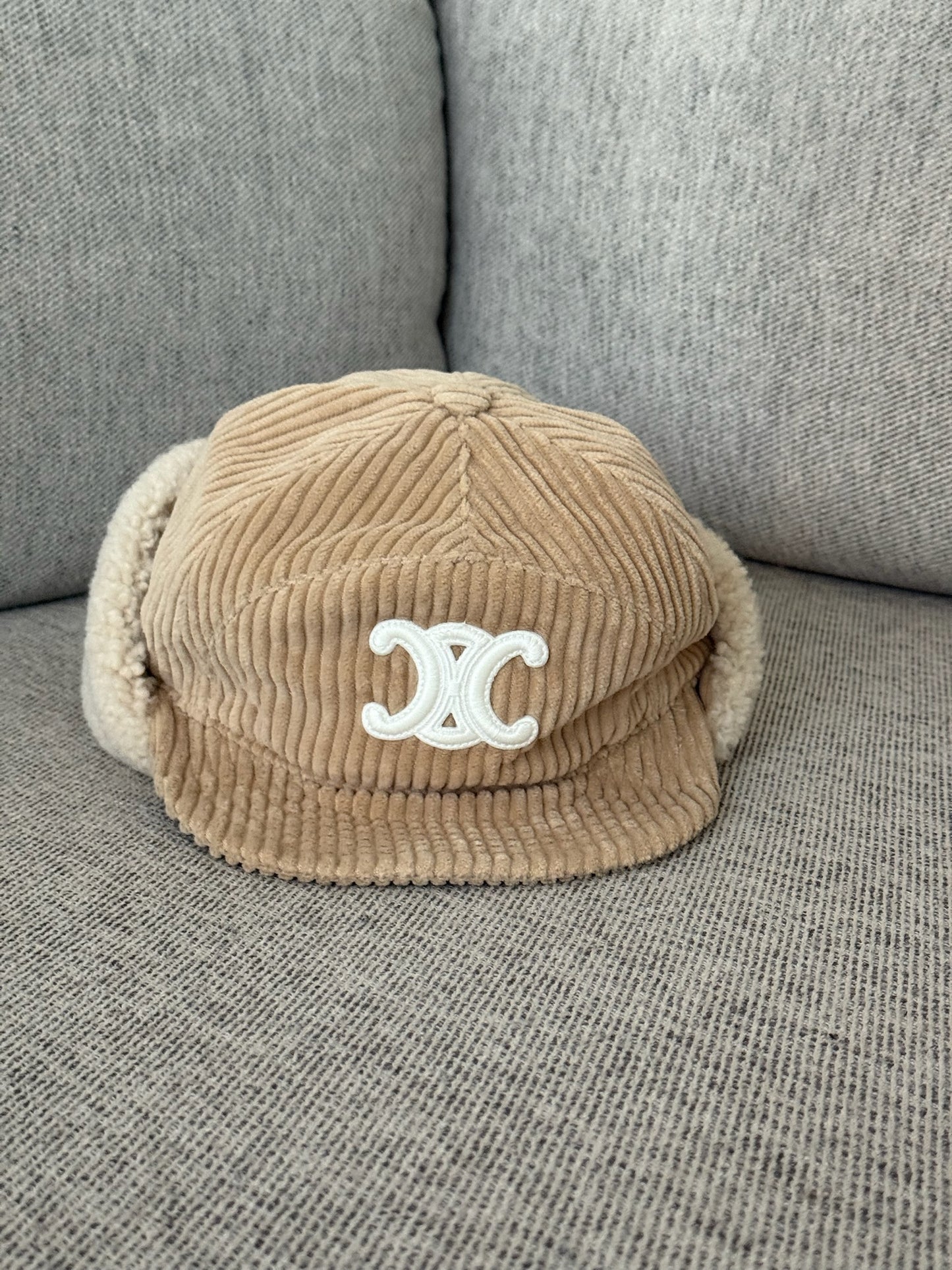 Celine Triomphe Shapka in shearling Hat