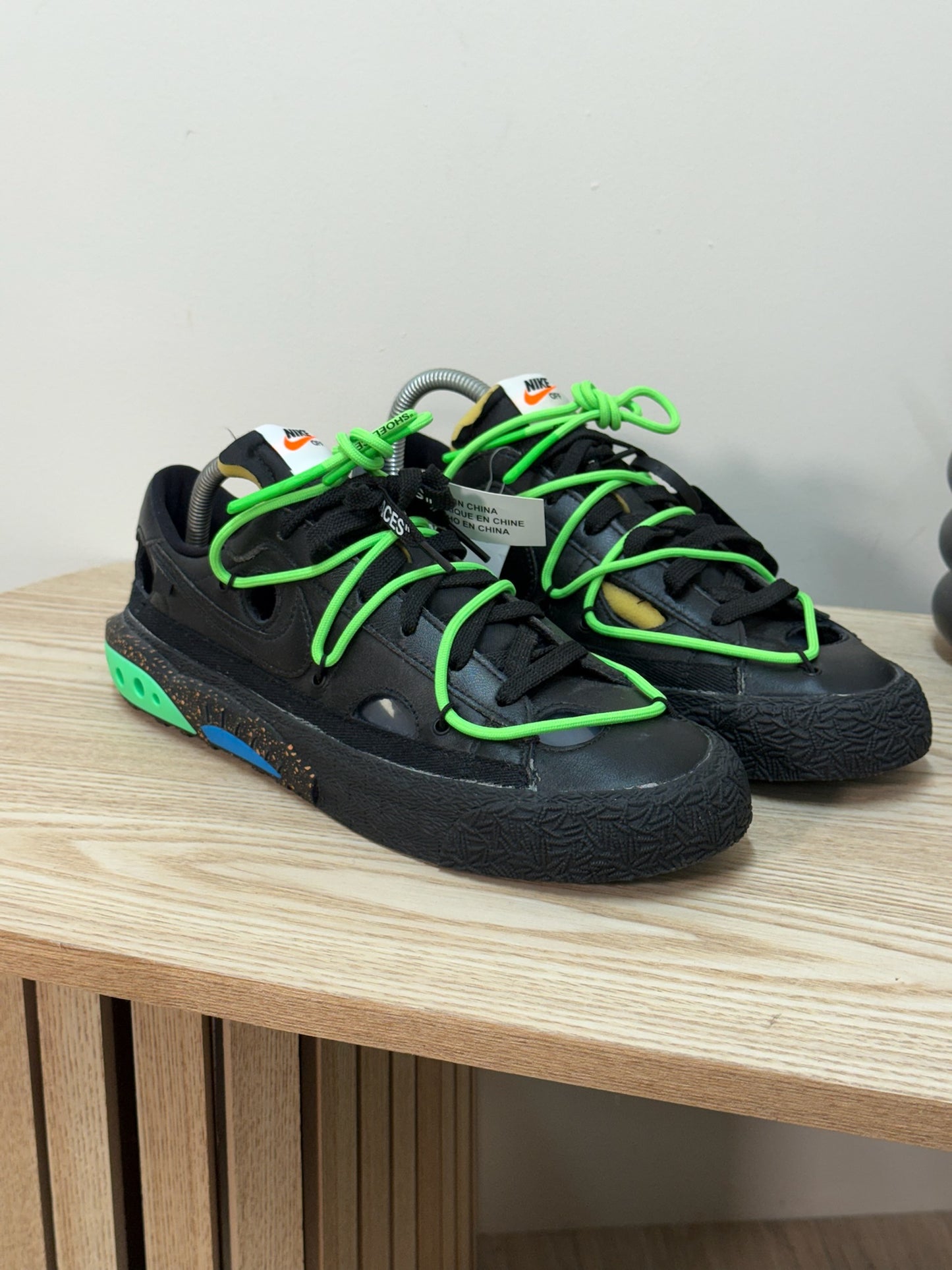 Nike X Off-White Nike Blazer Low Off-white Black Electro Green - Uk 8