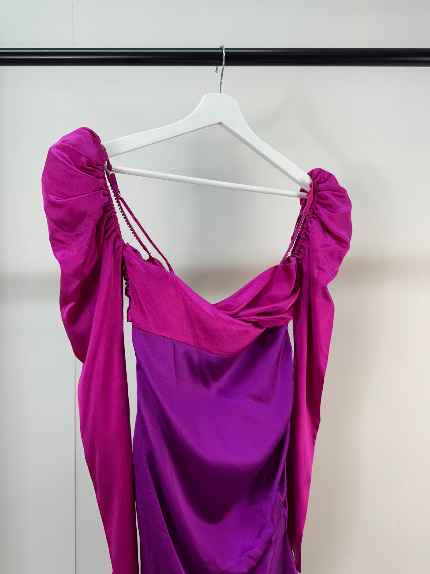 The Bar Twist Dress Pink Silk Crystal Mini Dress - Small