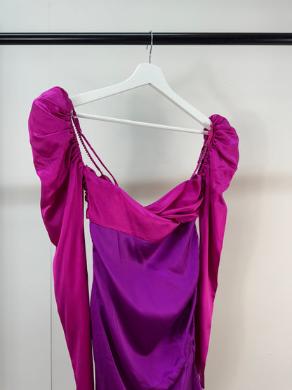 The Bar Twist Dress Pink Silk Crystal Mini Dress - Small