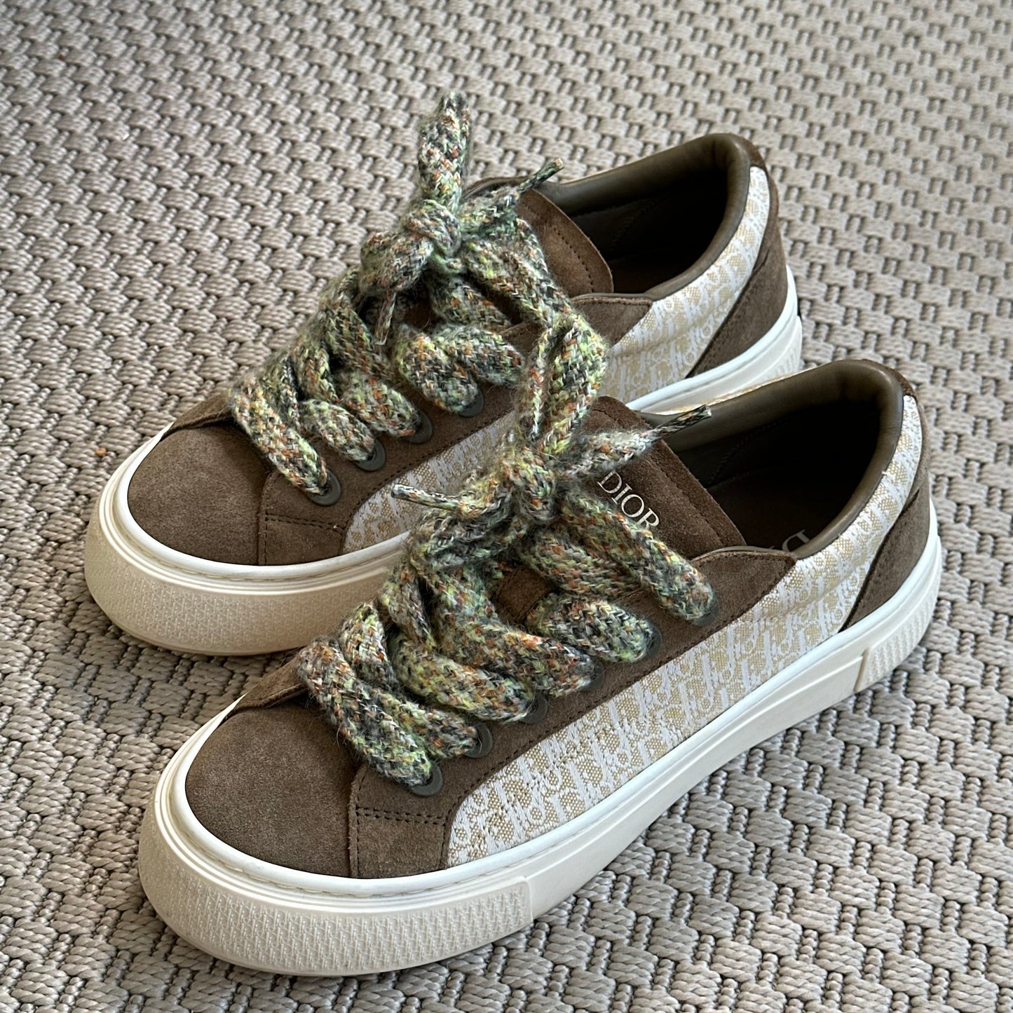 Dior B33 Khaki Oblique Suede Trainers – UK 8