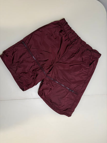 Prada Burgundy Wide Leg Technical Zip Shorts – Large