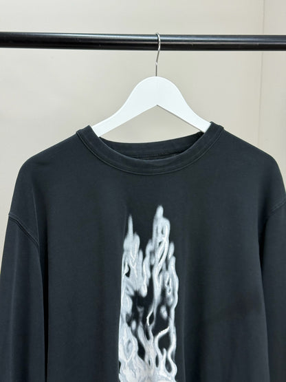 Heron Preston Black Longsleeve Skull Fire T-Shirt-Large