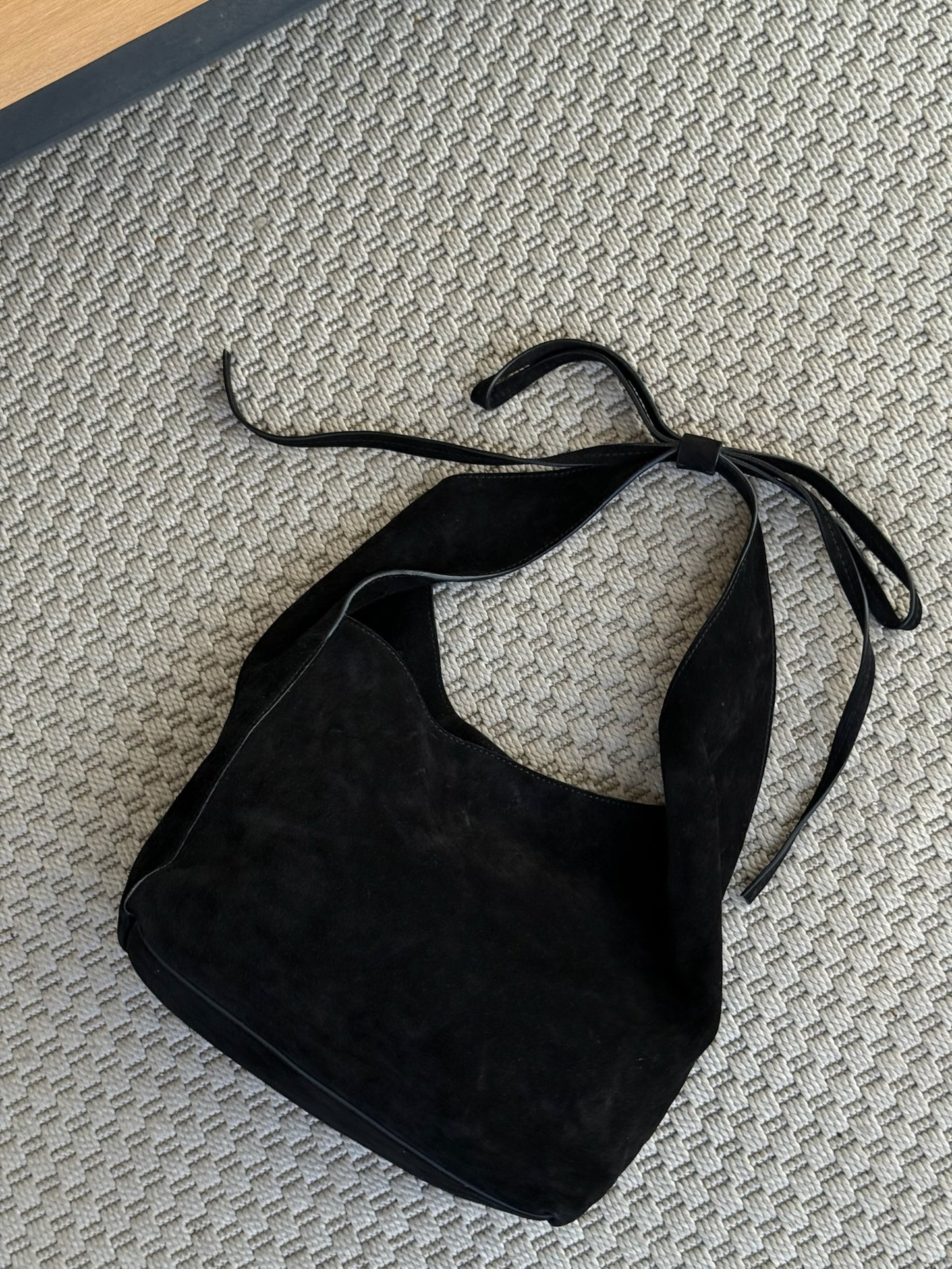 Reformation Small Vittoria Tote in Black Suede