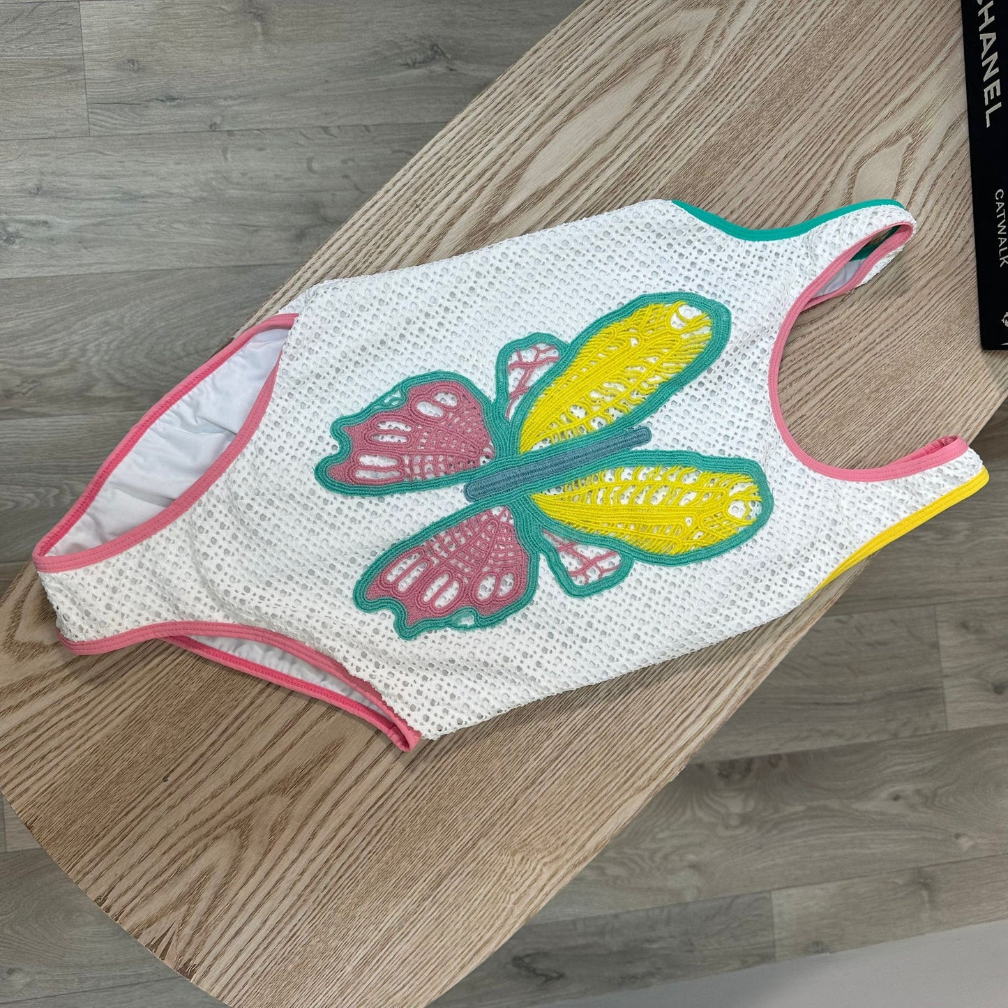Kids Stella McCartney White Pink Green Butterfly Swimsuit – New In Tags Age 14