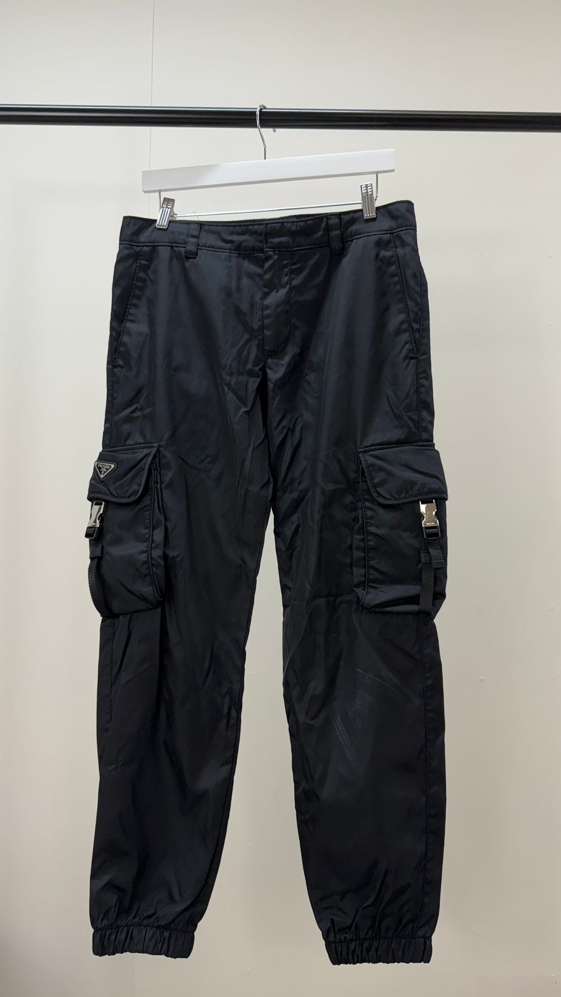Prada Black Cargo Re-Nylon Pants -48/UK 32