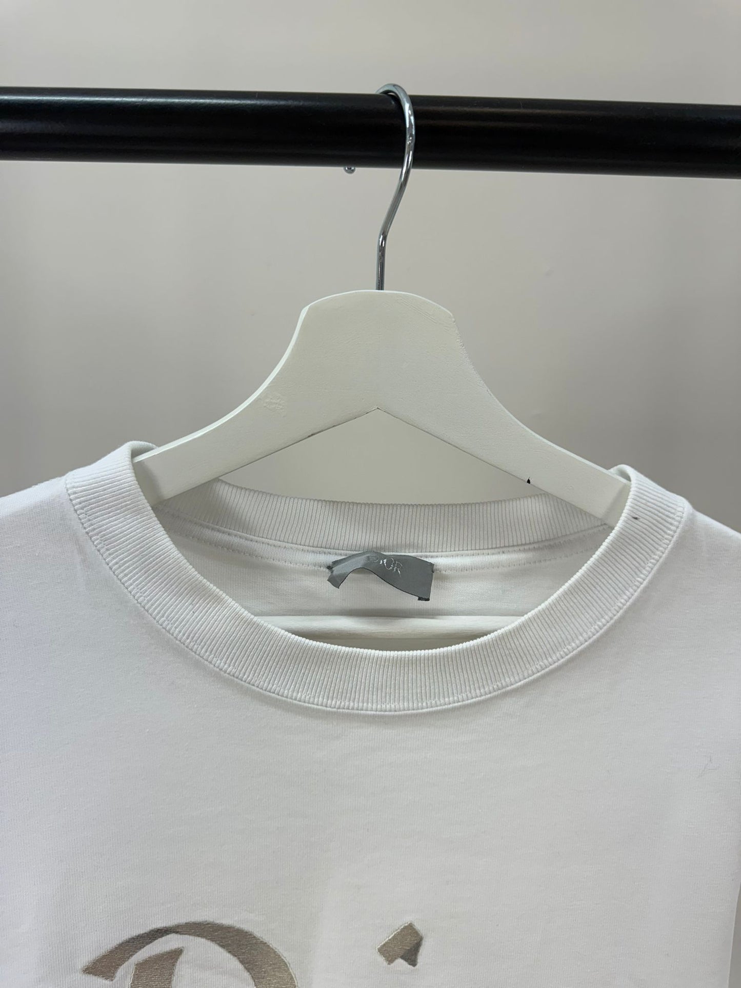 Dior White Ribbon Logo T-Shirt -Medium