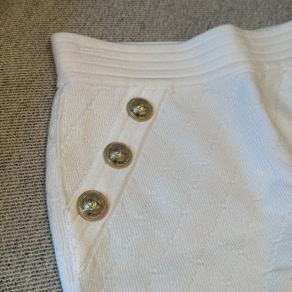 Balmain White & Gold Bandu Skirt -Size Small