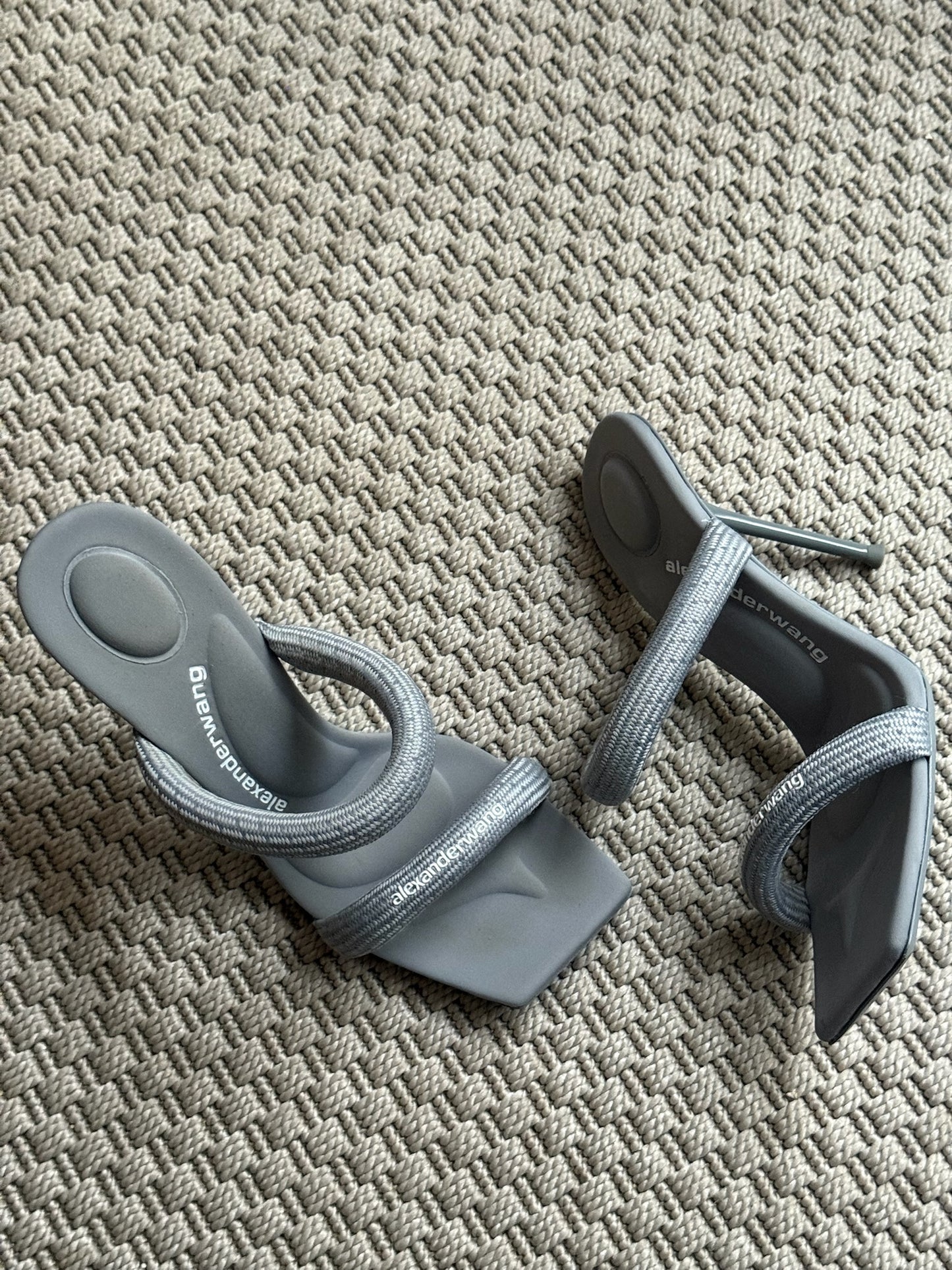 Alexander Wang Gray Julie 105mm Nylon Tubular Heeled Sandals - UK 5.5